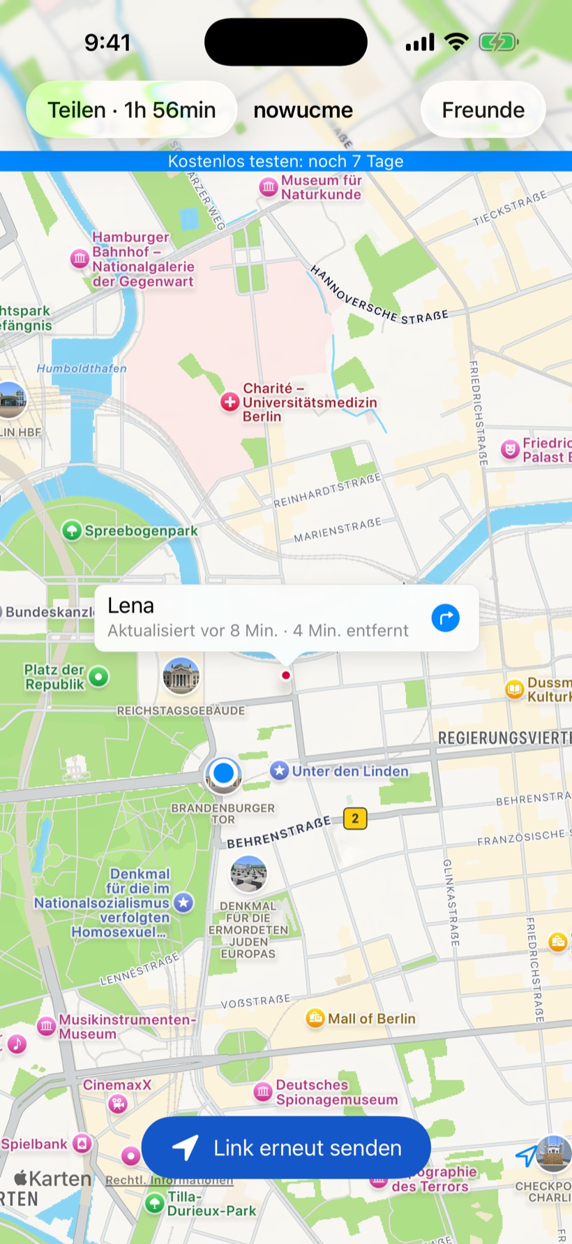 Familienmitglieder auf der nowucme-Karte
