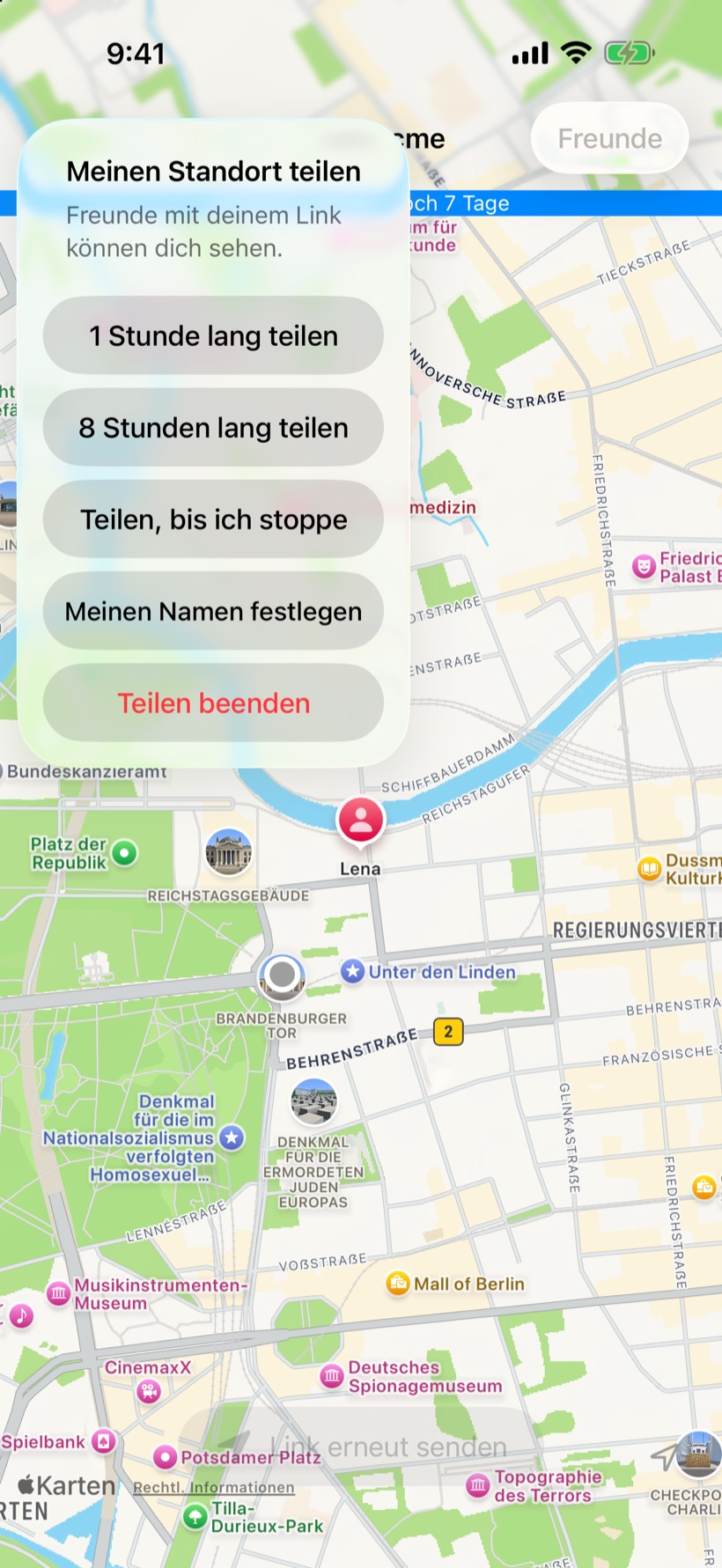 Standort 1 Stunde, 8 Stunden oder bis zum Stopp teilen