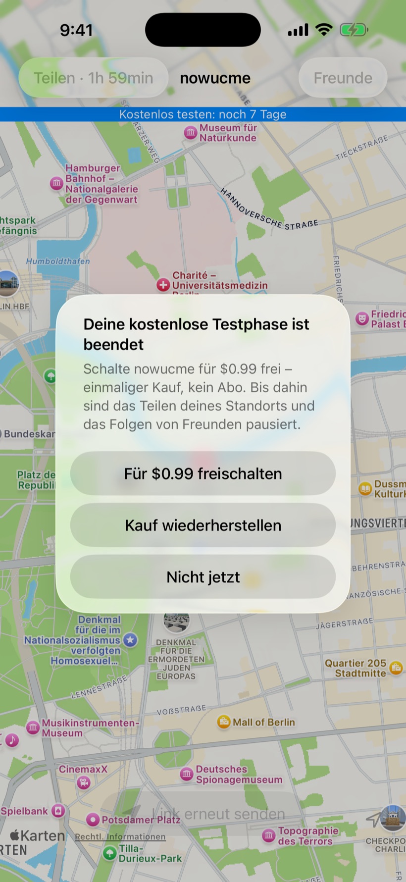 nowucme einmalig freischalten, kein Abo