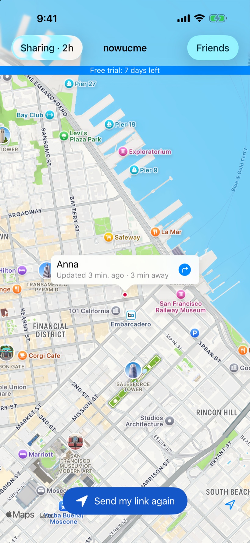 Family members shown on the nowucme map