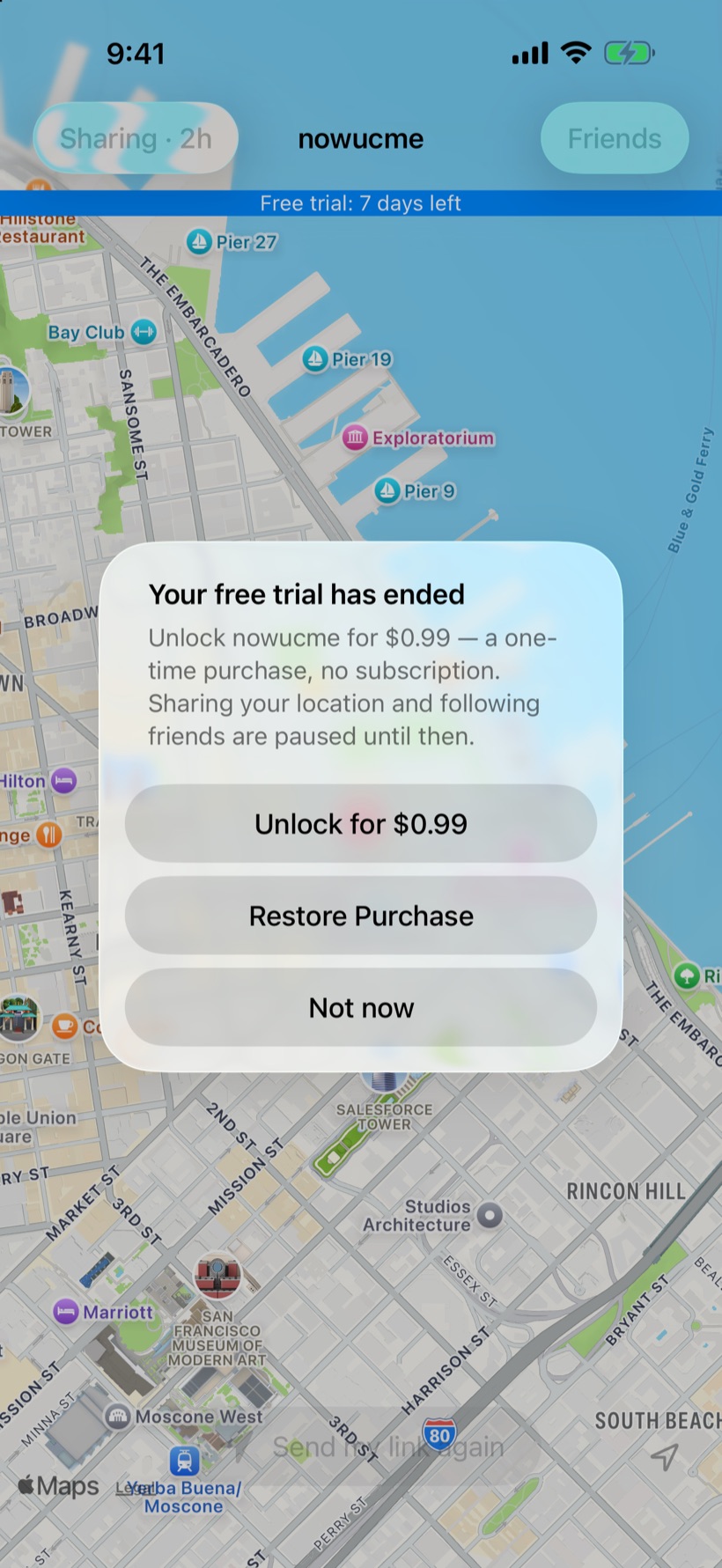 Unlock nowucme once, no subscription